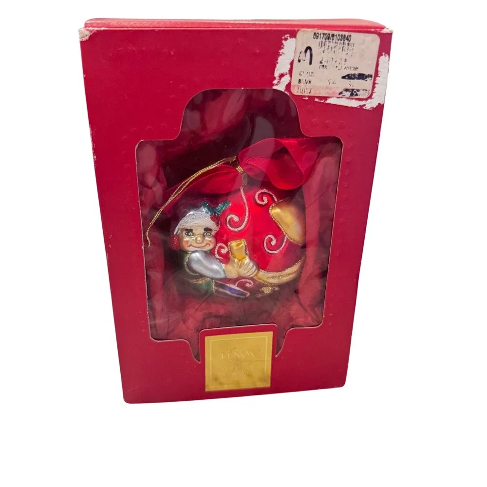 Yuletide Lenox  Vintage Elf with Bow Ornament with Red Ball  Christmas  Preloved